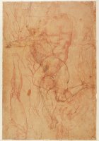 Figure Study Red Chalk on Paper by Michelangelo Buonarroti