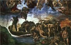 Last Judgement Detail From The Bottom Right Corner Sistine Chapel by Michelangelo Buonarroti