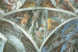 Sistine Chapel Ceiling Haman Spandrel Pre Restoration by Michelangelo Buonarroti