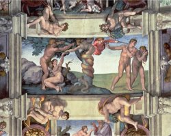 Sistine Chapel Ceiling The Fall of Man Expulsion From The Garden of Eden Four Ignudi 1510 by Michelangelo Buonarroti