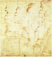 Sketches of a Column And Faces by Michelangelo Buonarroti