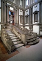 Staircase in The Entrance Hall of The Laurentian Library Completed by Bartolomeo Ammannati 1559 by Michelangelo Buonarroti