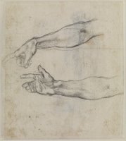 Studies of an Outstretched Arm for The Fresco 'the Drunkenness of Noah' in The Sistine Chapel. by Michelangelo Buonarroti