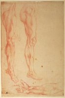 Studies of Legs And Arms Red Chalk on Paper by Michelangelo Buonarroti