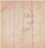 Study for The Head of The Libyan Sibyl Black Chalk on Paper Verso by Michelangelo Buonarroti