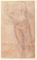 Study for The Resurrection C 1532 34 Red And Black Chalk on Paper Recto by Michelangelo Buonarroti