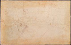 Study of a Male Head Pencil on Paper Verso by Michelangelo Buonarroti