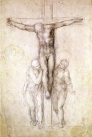 Study of Christ on The Cross Between The Virgin And St John The Evangelist by Michelangelo Buonarroti
