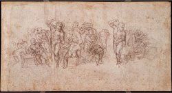 Study of Figures for a Narrative Scene Black Chalk on Paper Recto for Verso See 191764 by Michelangelo Buonarroti