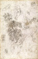 Study of Figures for The Last Judgement with Artist S Signature 1536 41 by Michelangelo Buonarroti