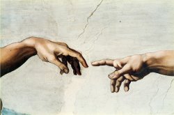 The Creation of Adam Detail of God S And Adam S Hands From The Sistine Ceiling by Michelangelo Buonarroti