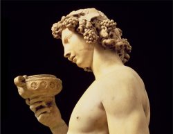 The Drunkenness of Bacchus Detail of His Head Sculpture by Michelangelo Buonarroti by Michelangelo Buonarroti