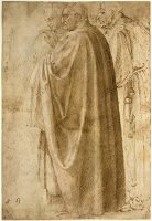 Three Standing Men in Wide Cloaks Turned to The Left (recto) by Michelangelo Buonarroti