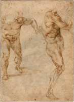 Two Nude Studies of a Man Storming Forward And Another Turning to The Right by Michelangelo Buonarroti