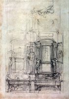 W 26r Design for The Medici Chapel in The Church of San Lorenzo Florence Charcoal by Michelangelo Buonarroti
