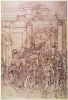 W 29 Sketch of a Crowd for a Classical Scene by Michelangelo Buonarroti