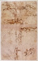 W 4v Page of Sketches of Babies Or Cherubs by Michelangelo Buonarroti