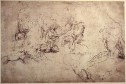 W 61v Male Figure Studies by Michelangelo Buonarroti