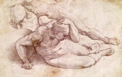 Study of Three Male Figures by Michelangelo