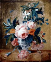 A Delft Vase with Flowers by Michiel Van Huysum