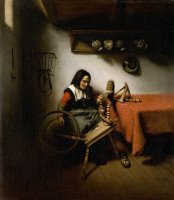 Old Woman Spinning by Nicolaes Maes