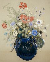 A Vase Of Blue Flowers by Odilon Redon