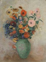 Bouquet of Flowers in a Green Vase by Odilon Redon