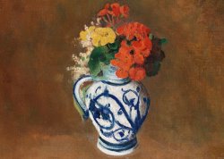 Flowers In A Blue Vase by Odilon Redon