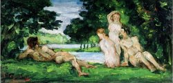 Bathers Male And Female by Paul Cezanne