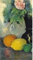 Flowers And Fruit Circa 1886 by Paul Cezanne