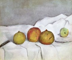 Fruit on a Cloth by Paul Cezanne