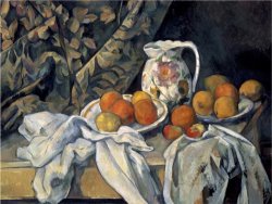 Still Life with a Curtain And Pitcher by Paul Cezanne