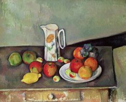 Still life with milkjug and fruit by Paul Cezanne