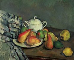 Still Life with Sugar Basin And Fruit by Paul Cezanne