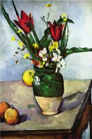 Still Life with Tulips And Apples by Paul Cezanne