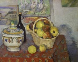 Stilleben Mit Obstkorb Und Suppenterrine 1888 1889 by Paul Cezanne