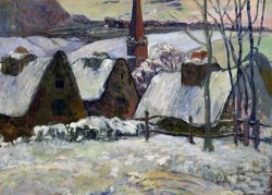 Breton village under snow by Paul Gauguin