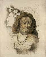 Tahitian Woman with Evil Spirit by Paul Gauguin