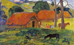 The Three Huts, Tahiti by Paul Gauguin