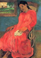 Woman in Red Dress by Paul Gauguin