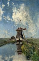 'in The Month of July': a Windmill on a Polder Waterway by Paul Joseph Constantin Gabriel