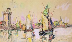 Sailing Boats At Les Sables D Olonne by Paul Signac