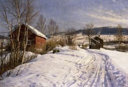 A Winter Landscape Lillehammer by Peder Monsted
