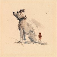 A Terrier, Sitting Facing Left by Peter de Wint
