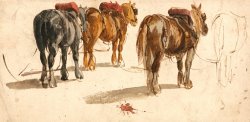 Three Cart Horses in Traces by Peter de Wint