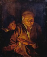 A Boy Lighting a Candle From One Held by an Old Woman by Peter Paul Rubens