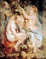 Ceres And Two Nymphs with a Cornucopia by Peter Paul Rubens