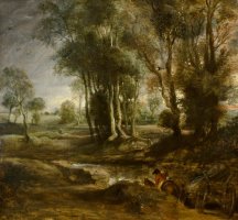 Evening Landscape with Timber Wagon by Peter Paul Rubens