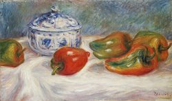 Still Life with a Blue Sugar Bowl And Peppers by Pierre Auguste Renoir