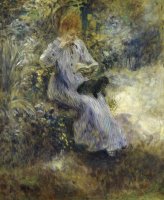 Woman And Black Dog by Pierre Auguste Renoir